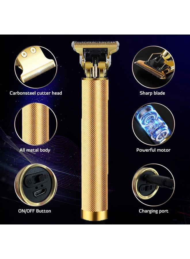 PXLISIE Hair Clippers for Men, Hair Trimmer T Blade Trimmer Zero Gapped Trimmer, Cordless Rechargeable Beard Trimmer Shaver Hair Cutting Kit with Ear Spoon Tool Set (Gold) - Image 5