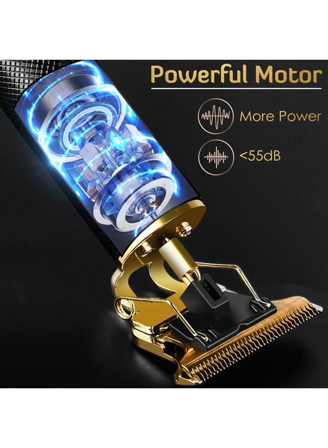PXLISIE Hair Clippers for Men, Hair Trimmer T Blade Trimmer Zero Gapped Trimmer, Cordless Rechargeable Beard Trimmer Shaver Hair Cutting Kit with Ear Spoon Tool Set (Gold) - Image 4