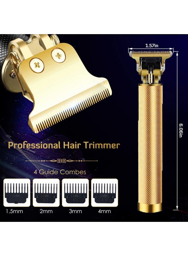 PXLISIE Hair Clippers for Men, Hair Trimmer T Blade Trimmer Zero Gapped Trimmer, Cordless Rechargeable Beard Trimmer Shaver Hair Cutting Kit with Ear Spoon Tool Set (Gold) - Image 3