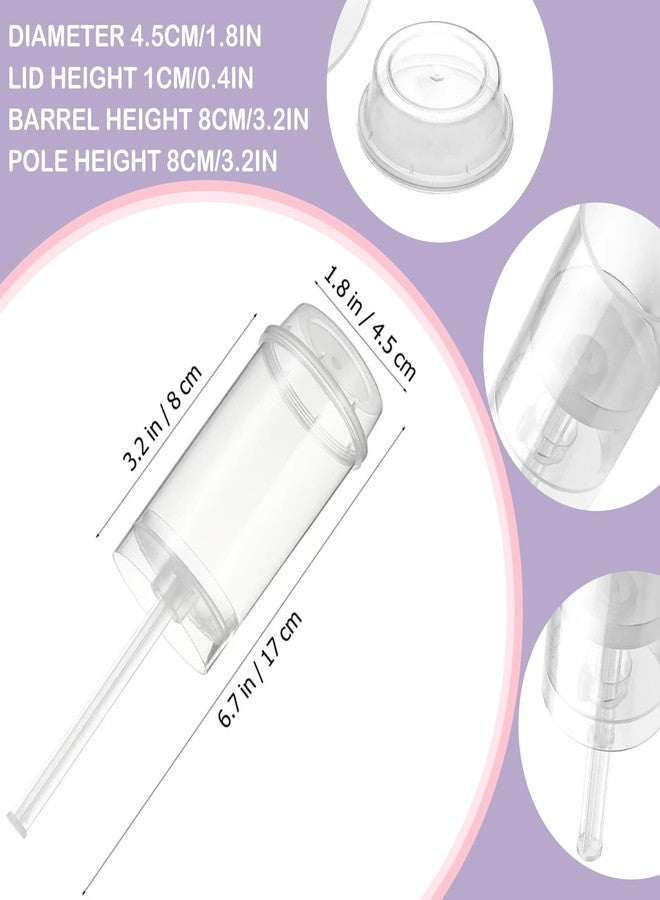 EKIND Round Shape Clear Push-Up Cake Pop Shooter Plastic Containers with Lids for Weddings Birthday Party, Base & Sticks, Pack of 60 - Image 5