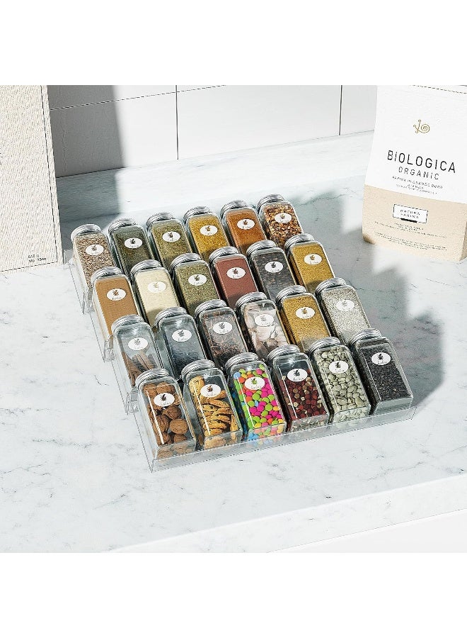 TPGP Clear Acrylic Spice Drawer Organizer, Acrylic Organizer Rack, Acrylic Spice Rack Tray for Drawer/Countertop, 4 Tier (Jars not included) (13" Wide) - Image 3