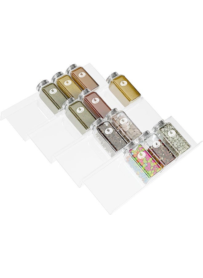 TPGP Clear Acrylic Spice Drawer Organizer, Acrylic Organizer Rack, Acrylic Spice Rack Tray for Drawer/Countertop, 4 Tier (Jars not included) (13" Wide) - Image 1