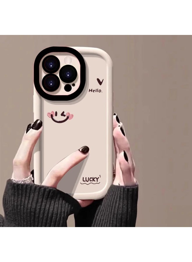 NIBEMINENT Pink Smiling Face Protective TPU Case Cover For iPhone 15 Plus, White
