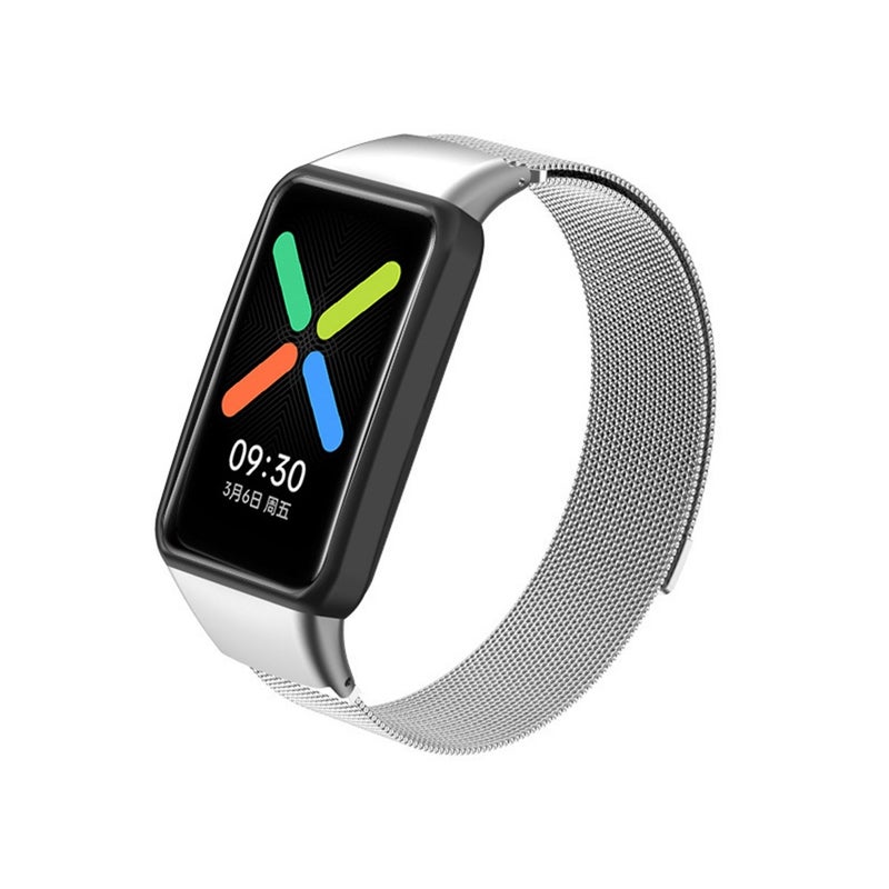 erorex For Oppo Watch Free Nfc Milan Magnetic Metal Watch Band(Silver) - Image 2