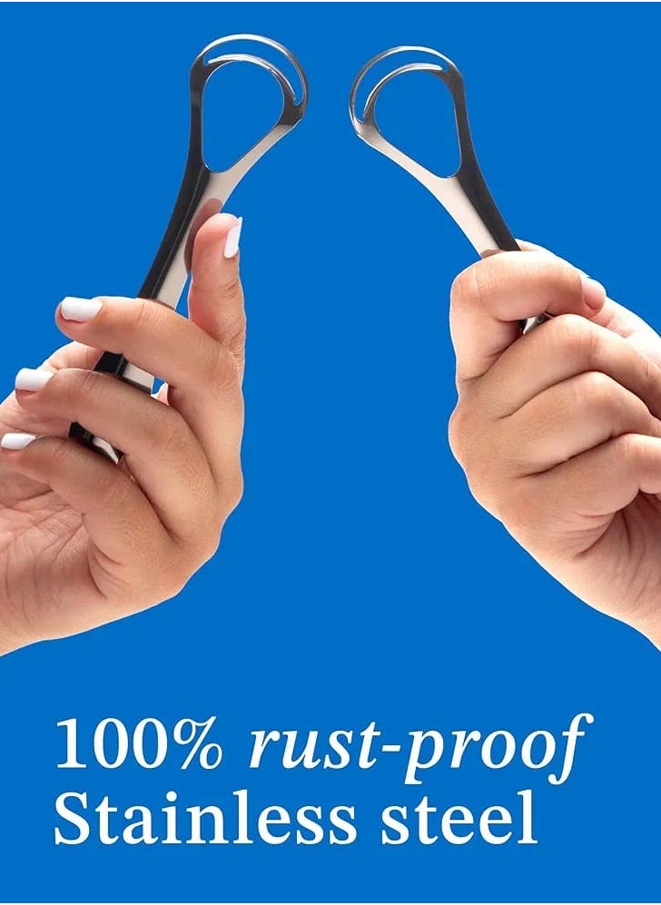 BASIC CONCEPTS Tongue Scraper For Adults (2 Pack), Reduce Bad Breath, Metal Tongue Scraper,  Tongue Scraper, Stainless Steel  - Image 5