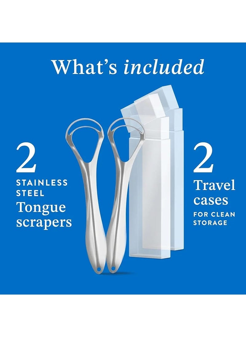 BASIC CONCEPTS Tongue Scraper For Adults (2 Pack), Reduce Bad Breath, Metal Tongue Scraper,  Tongue Scraper, Stainless Steel  - Image 3