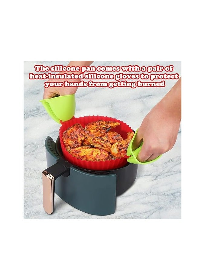Silicone Air Fryer Basket Liners - 2 Pcs Reusable Round Silicone Pots with Heat-Insulated Gloves for Safe Cooking - Non-Stick, Dishwasher Safe, Perfect Air Fryer & Oven Accessory  - Image 5