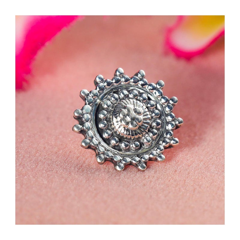 JSAJ Store Stone Nose Pin Wire Nose Pin in Pure 92.5 Sterling Silver - Image 2
