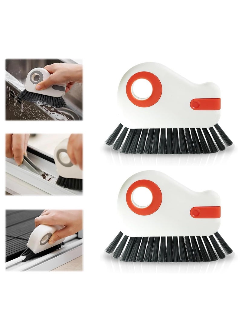 2 in 1 Groove Cleaning Brush Window Track Cleaning Tools, Multifunction Grout Cleaner Tool Grip Brush Hard Bristle Crevice Cleaning Brush for Sliding Door Track, Window Sill, Window Seal (2PCS-Orange) - Image 1