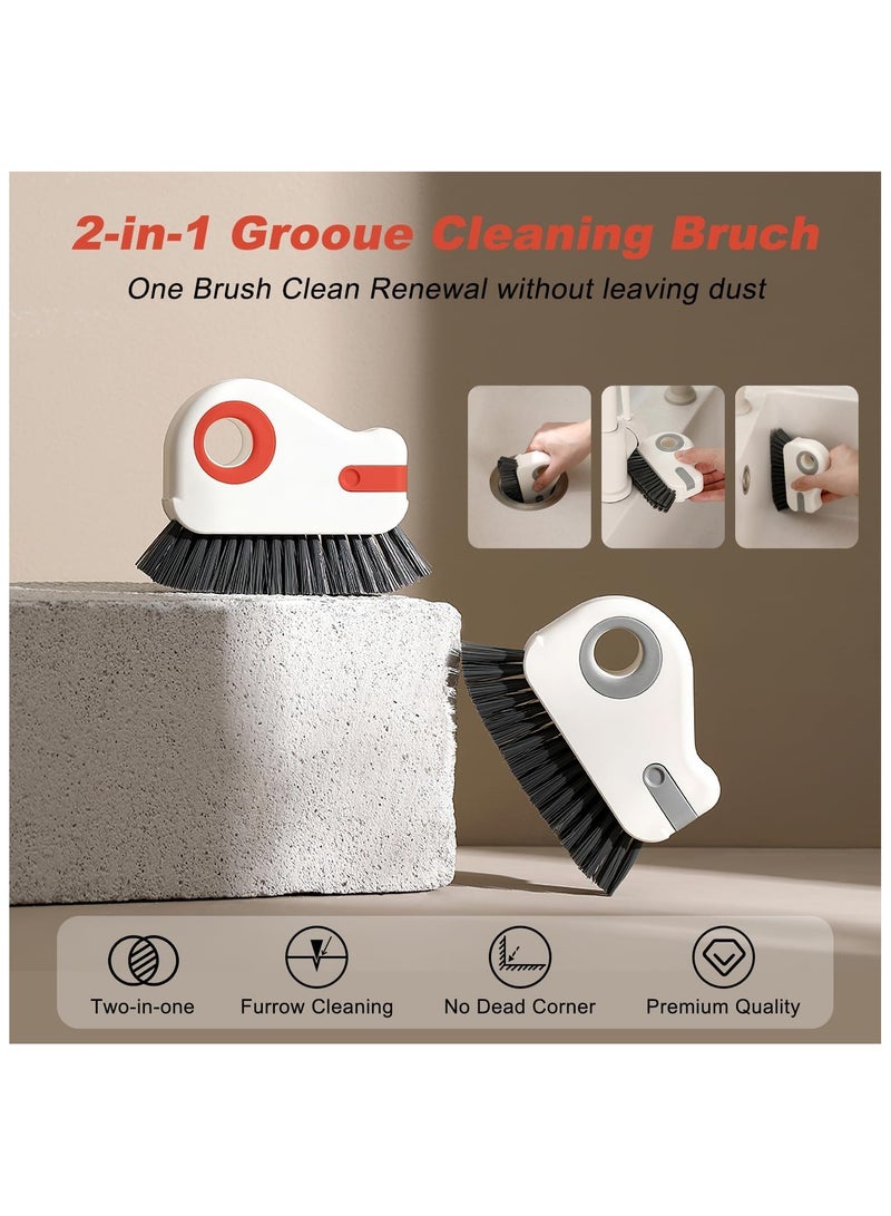 2 in 1 Groove Cleaning Brush Window Track Cleaning Tools, Multifunction Grout Cleaner Tool Grip Brush Hard Bristle Crevice Cleaning Brush for Sliding Door Track, Window Sill, Window Seal (2PCS-Orange) - Image 3