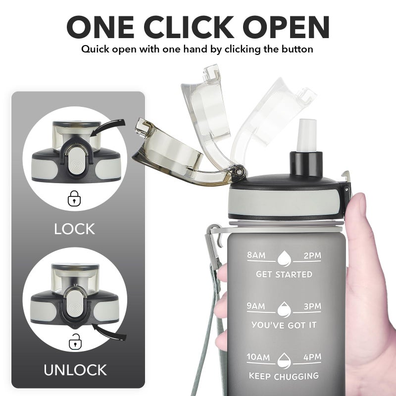 Enerbone 24 oz Water Bottle, Leakproof BPA & Toxic Free, Motivational Water Bottle with Times to Drink and Straw, Fitness Sports Water Bottle with Strap for Office, Gym, Outdoor Sports - Image 3