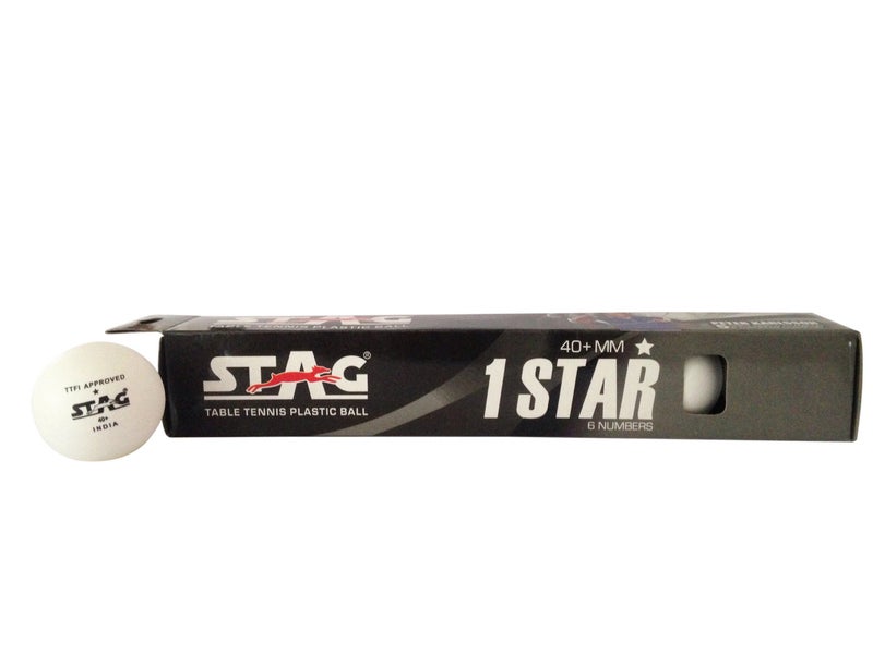 Stag One Star Plastic Table Tennis Ball, 40mm Pack of 6 (White) - Image 3