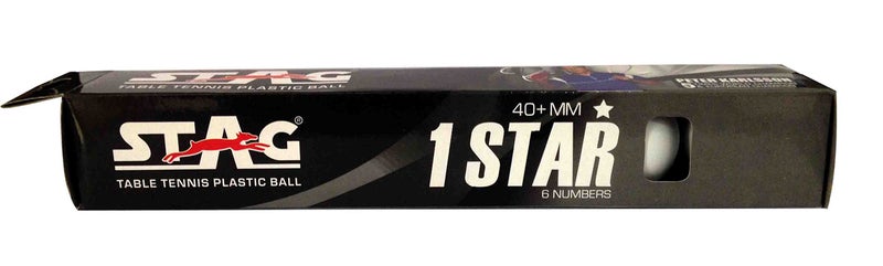 Stag One Star Plastic Table Tennis Ball, 40mm Pack of 6 (White) - Image 2