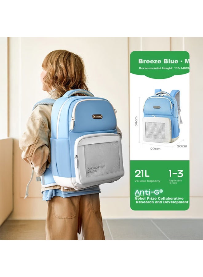 Kocotree Children's Backpack, Lightweight And Ergonomic, For Grades 1-2, Contrasting Colors, Suitable For Boys And Girls, Breeze Blue, Size M - Image 1