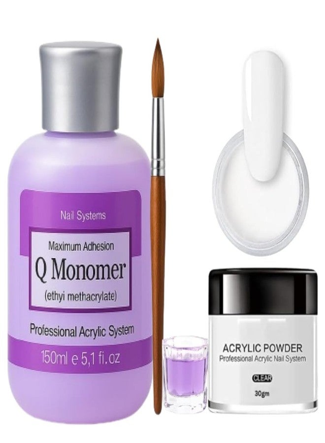 Brille Bee Acrylic Nail Kit,Polymer Powder and Monomer Set with Brush and Dapendish For Nail Extension & Beginners (Clear) - Image 1