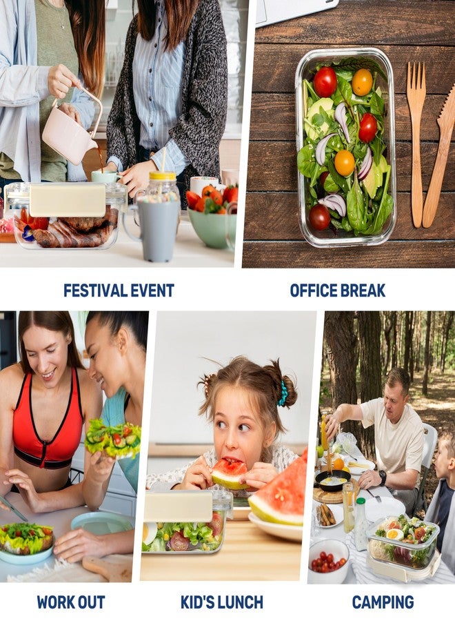 حاويات تخزين طعام YSSOA متعددة درجات الحرارة، حاويات زجاجية لتحضير الوجبات مع أغطية، خالية من مادة BPA، علب غداء زجاجية، آمنة للاستخدام في الميكروويف والفرن وغسالة الصحون، خالية من مادة BPA، مثالية للغداء وتحضير الوجبات وبقايا الطعام، عبوة من 4 قطع - Image 5