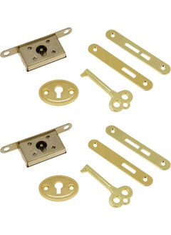 Teclican Golden Mini Box Locks Mortise Locks Wooden Box Locks Jewelry Box Lock Golden Keyhole Locks Furniture Locks with Keys Mounting Screws Pack of 2  - Image 4