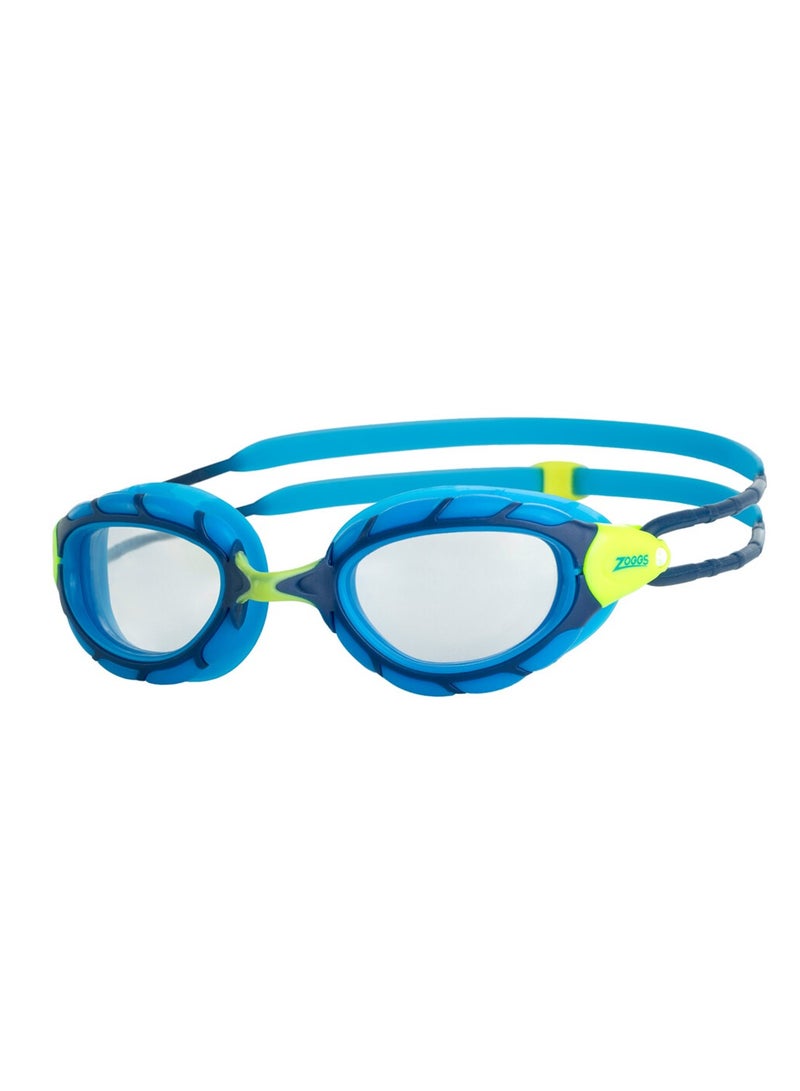 Zoggs Predator Junior Swim Goggles Blue/Lime with Clear Lens – Kids Goggles with Anti-Fog, UV Protection, Curved Lens Technology, and Soft Seal for Wide Vision, Comfort, and Water Confidence | 461319-BLLMCLR - Image 1