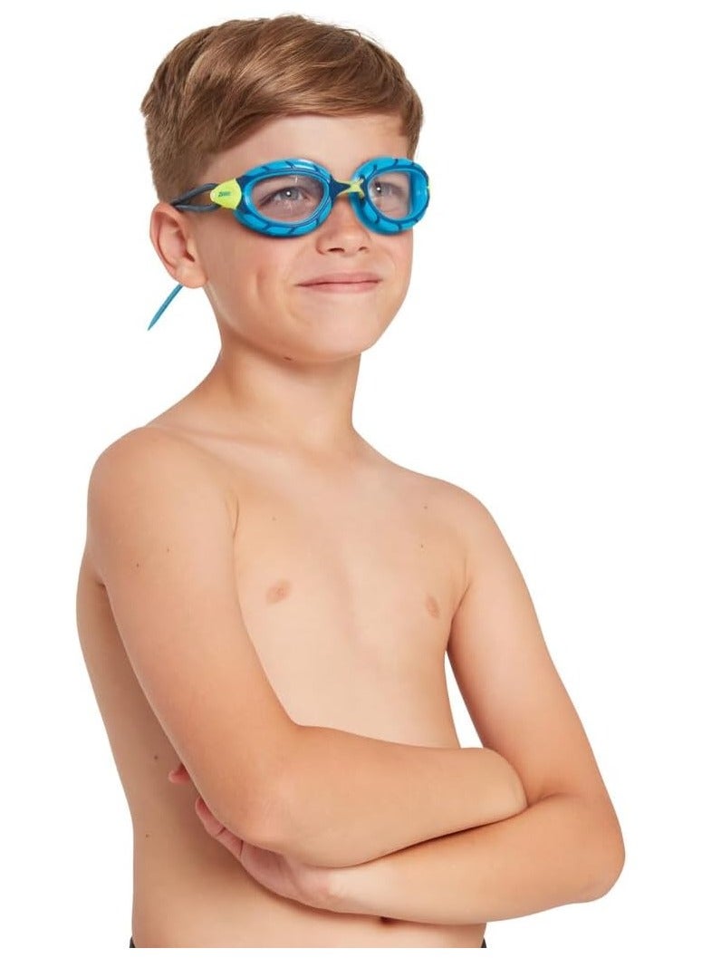 Zoggs Predator Junior Swim Goggles Blue/Lime with Clear Lens – Kids Goggles with Anti-Fog, UV Protection, Curved Lens Technology, and Soft Seal for Wide Vision, Comfort, and Water Confidence | 461319-BLLMCLR - Image 3