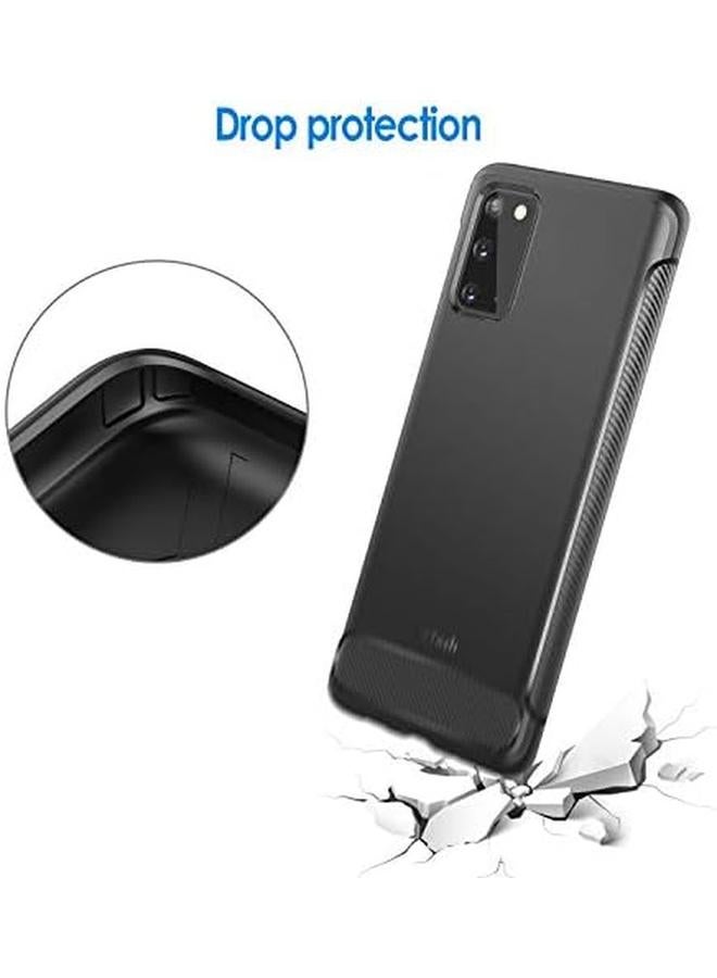 جي تيك جراب رفيع لهاتف Samsung Galaxy S20 5G، ليس لهاتف Plus Plus، غطاء هاتف رفيع مع امتصاص الصدمات وتصميم من ألياف الكربون، أسود - Image 4