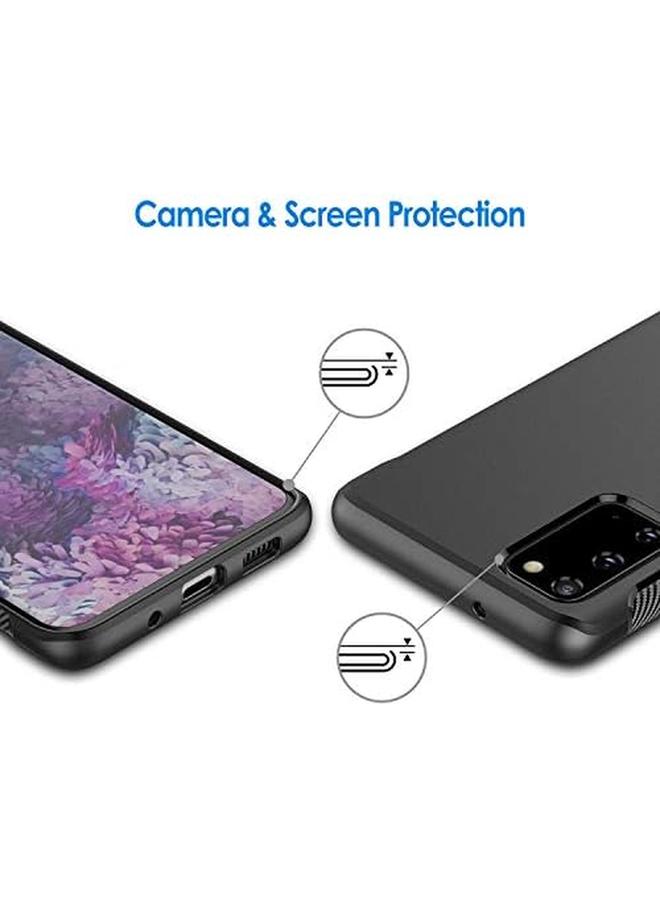 جي تيك جراب رفيع لهاتف Samsung Galaxy S20 5G، ليس لهاتف Plus Plus، غطاء هاتف رفيع مع امتصاص الصدمات وتصميم من ألياف الكربون، أسود - Image 5