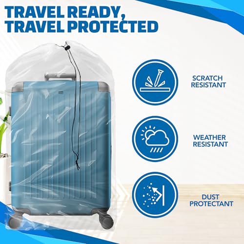 Besti Luggage Covers Set of 4 Dustproof Suitcase Covers Durable PE Storage Bags 31 x 62 Inch Drawstring Luggage Protector - Image 4