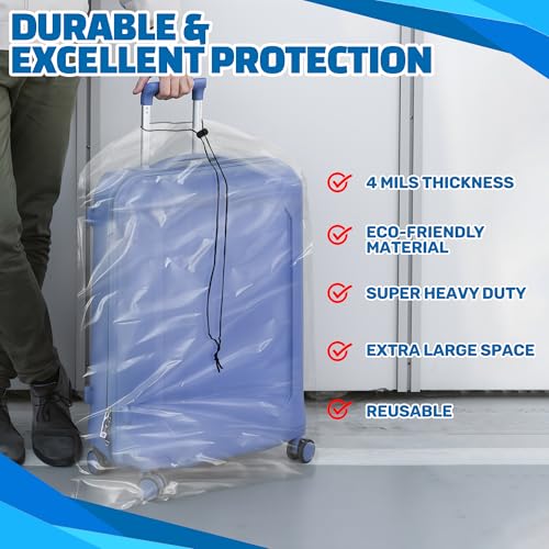 Besti Luggage Covers Set of 4 Dustproof Suitcase Covers Durable PE Storage Bags 31 x 62 Inch Drawstring Luggage Protector - Image 5