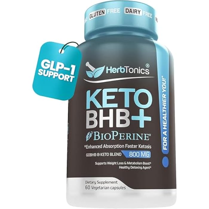 Herbtonics حبوب هيربتونيكس كيتو BHB + بايوبرين كيتو - كيتونات خارجية لدعم الكيتوز، إدارة الوزن، دعم GLP-1، الطاقة والتركيز الذهني، صيغة نباتية صديقة للبيئة وغير معدلة وراثيًا. 60 كبسولة نباتية. - Image 1