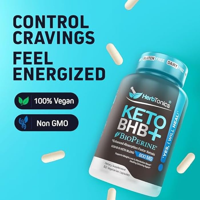 Herbtonics حبوب هيربتونيكس كيتو BHB + بايوبرين كيتو - كيتونات خارجية لدعم الكيتوز، إدارة الوزن، دعم GLP-1، الطاقة والتركيز الذهني، صيغة نباتية صديقة للبيئة وغير معدلة وراثيًا. 60 كبسولة نباتية. - Image 5