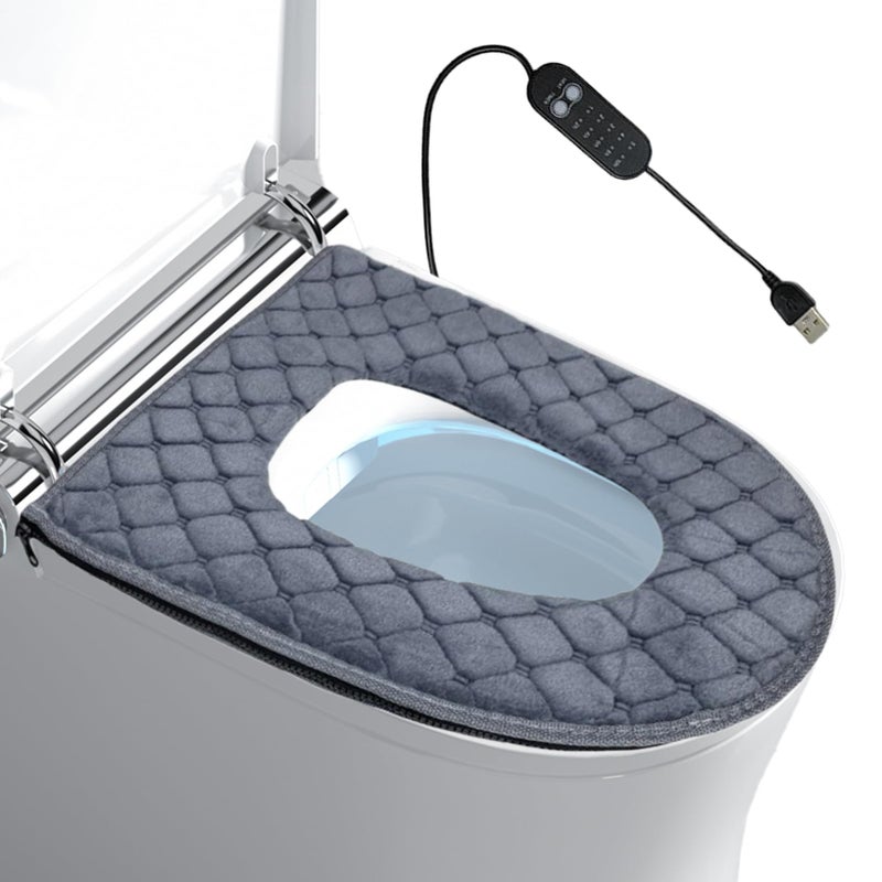 Gray Toilet Seat Warmer with 5 Adjustable Heating Levels Timer and Safety Plug - Image 4