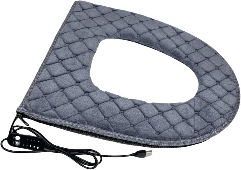 Gray Toilet Seat Warmer with 5 Adjustable Heating Levels Timer and Safety Plug - Image 1
