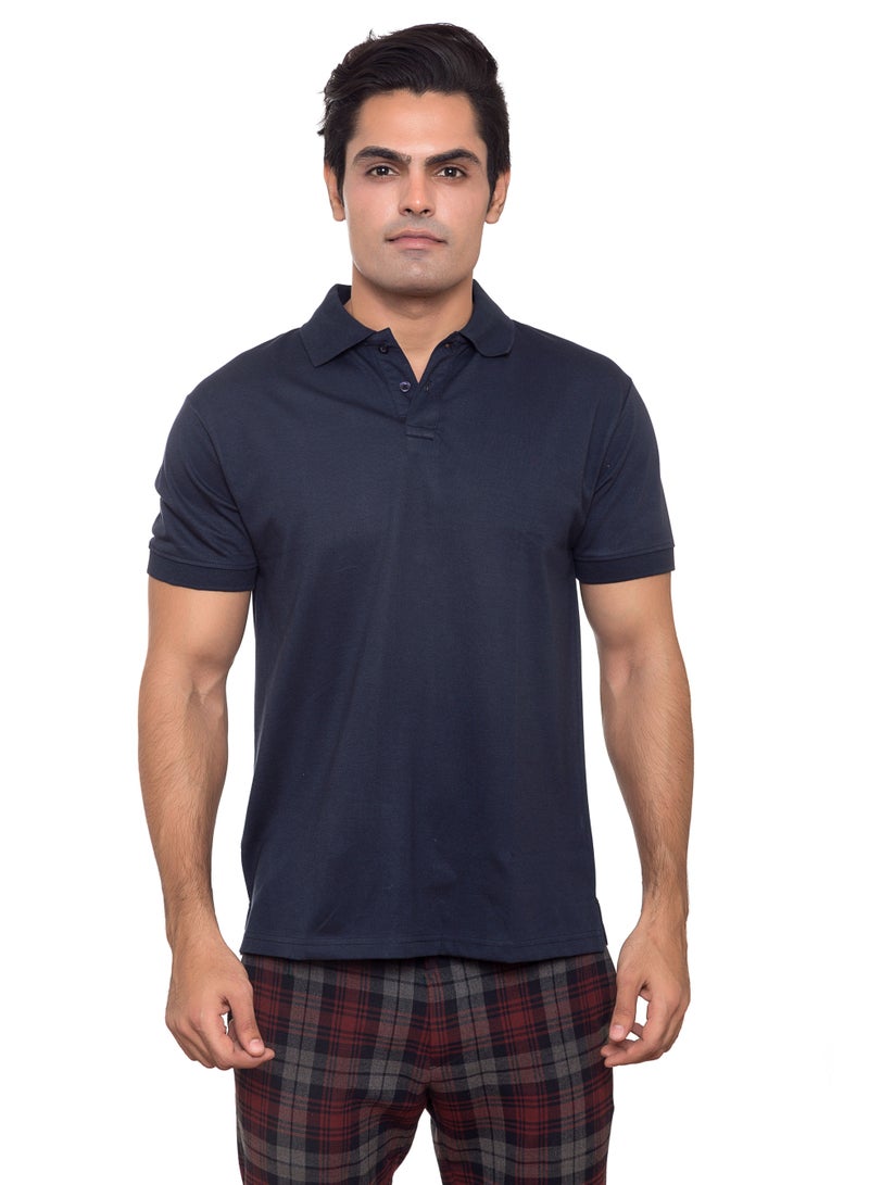 SANTHOME Basic Dry n Cool Cotton Polyester Blend Shirt Collared Neck Polo for Men  - Image 1