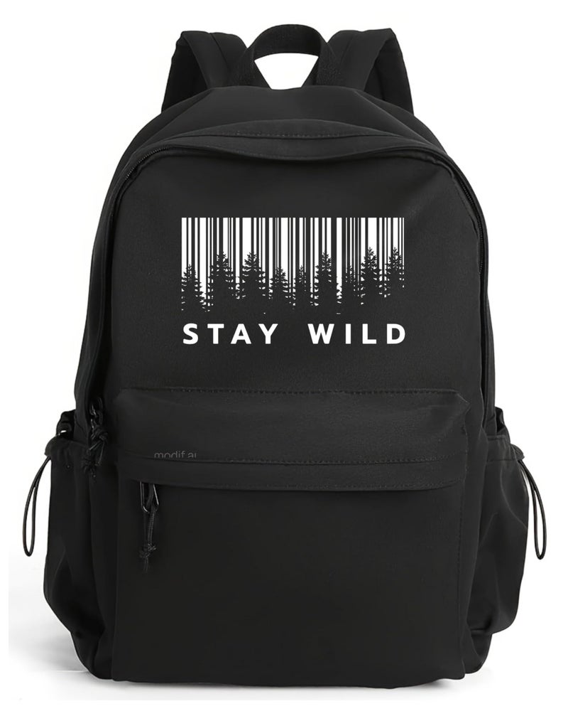 Glowic Stylish Printed Backpack for Men & Women | Laptop Bag with Trendy Quotes | Casual Travel, College & Office Backpack for Daily Use (Wild Black) - Image 1