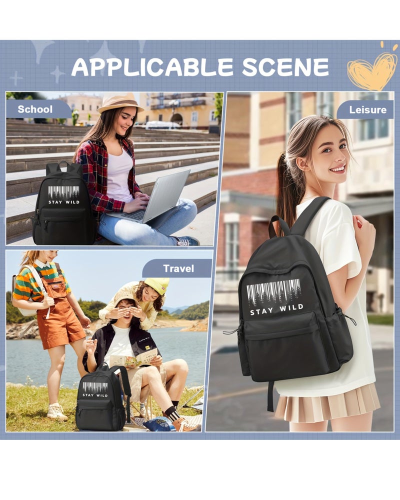 Glowic Stylish Printed Backpack for Men & Women | Laptop Bag with Trendy Quotes | Casual Travel, College & Office Backpack for Daily Use (Wild Black) - Image 3