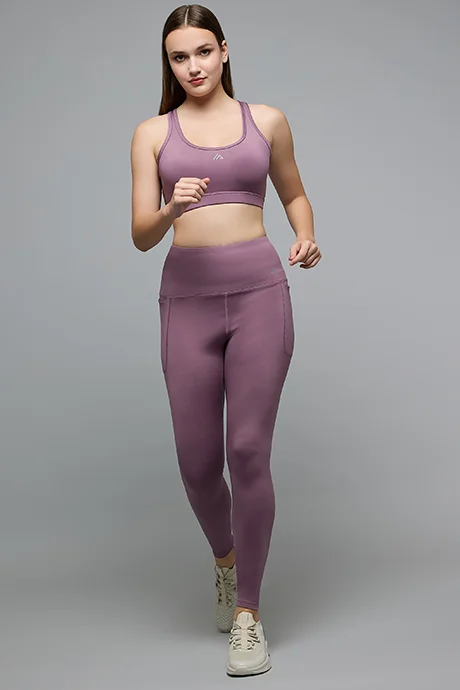 R&B Solid Sports Bra with Scoop Neck