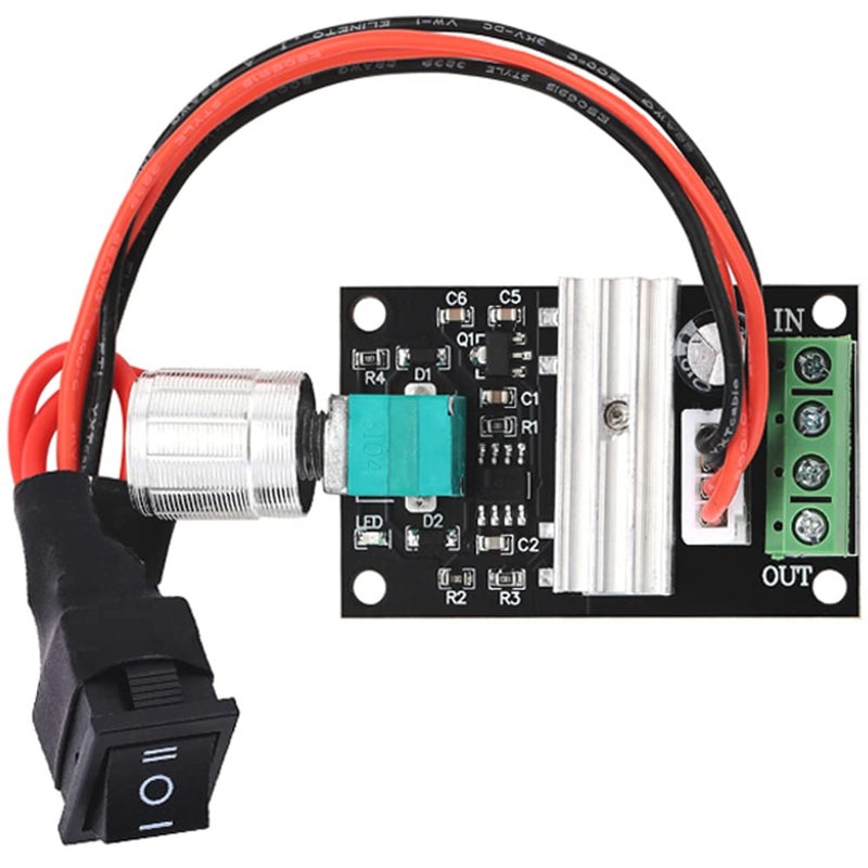 Greluma جريلوما قطعة واحدة، مفتاح تشغيل محرك قابل للتعديل والعكس بجهد 6V 12V 24V 3A 80W، تحكم في سرعة محرك DC (PWM) - Image 1