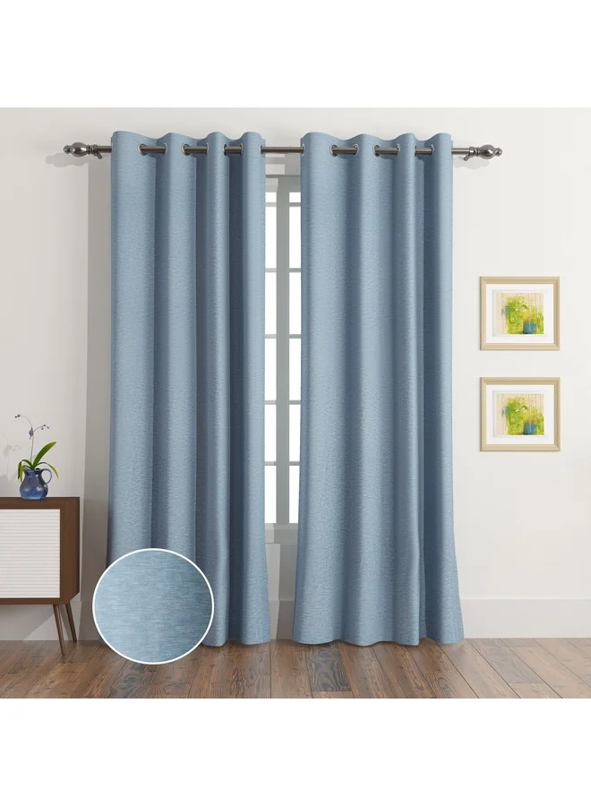 هوم بوكس طقم ستائر Sera Fiji بلاك أوت طويل جداً قطعتين 135 × 300 سم