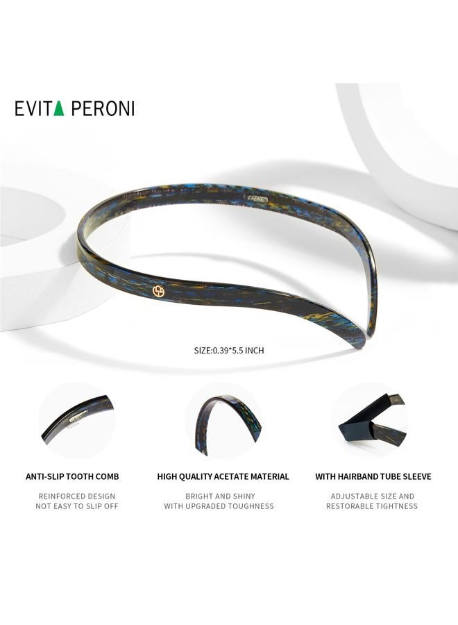 EVITA PERONI Hair Band, Light Grey Blue, Comfortable U-shaped Headband for Women, Designed for Eyewear, No Pressure, No Headache, Thin Head Bands, 1 Count - Image 5
