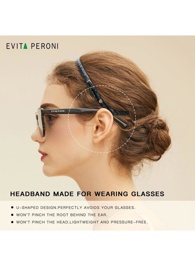 EVITA PERONI Hair Band, Light Grey Blue, Comfortable U-shaped Headband for Women, Designed for Eyewear, No Pressure, No Headache, Thin Head Bands, 1 Count - Image 4