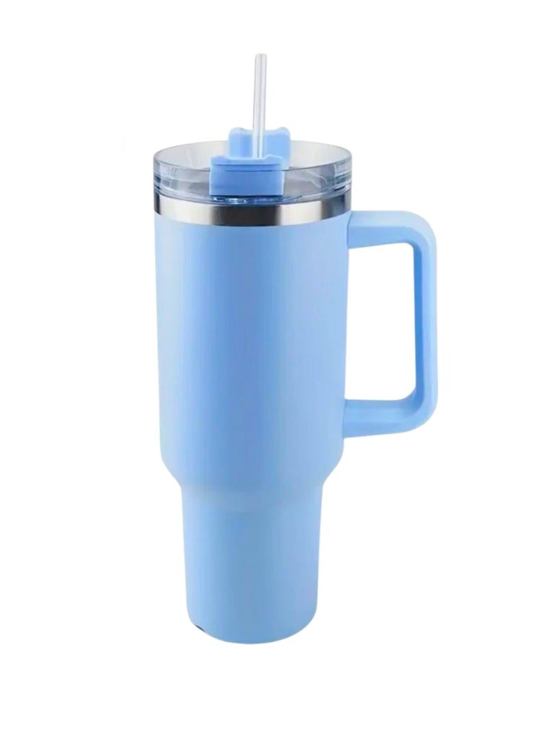 Liying 40 oz S.Tumbler with Handle and Straw - Cold-11h u0026 Hot-7H, Insulated Cup Travel Tumbler with Flip Lid, Protective Boot, Carrying Case, Stainless Steel Tumbler Water Bottle (Blue) #4 - Image 1