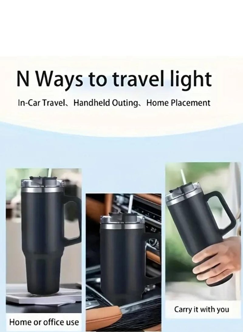Liying 40 oz S.Tumbler with Handle and Straw - Cold-11h u0026 Hot-7H, Insulated Cup Travel Tumbler with Flip Lid, Protective Boot, Carrying Case, Stainless Steel Tumbler Water Bottle (Blue) #4 - Image 5