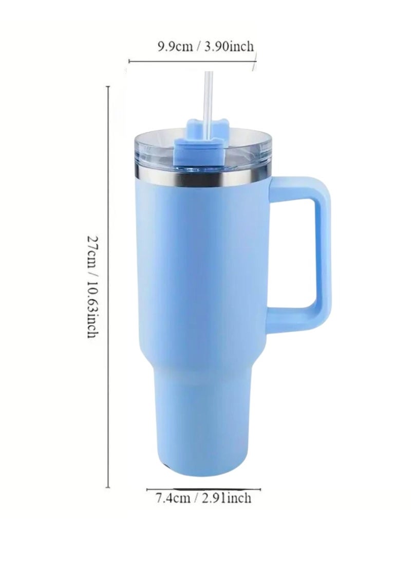 Liying 40 oz S.Tumbler with Handle and Straw - Cold-11h u0026 Hot-7H, Insulated Cup Travel Tumbler with Flip Lid, Protective Boot, Carrying Case, Stainless Steel Tumbler Water Bottle (Blue) #4 - Image 2