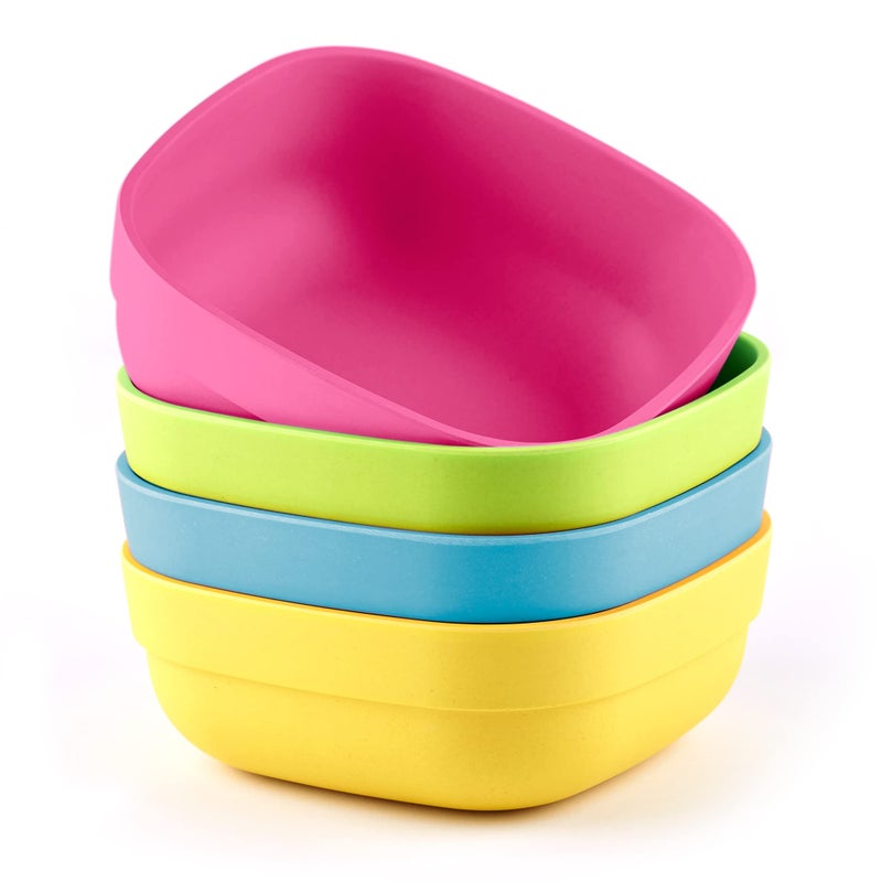 GET FRESH PLA Kids Bowls Set â€“ 4-Pack Melamine-Free Cereal Bowls for Kids and Toddlers â€“ Microwave Safe Stackable BPA-Free PLA Childrens Dinnerware Snack Bowls â€“ Reusable Kids Dishes for Daily Use - Image 1