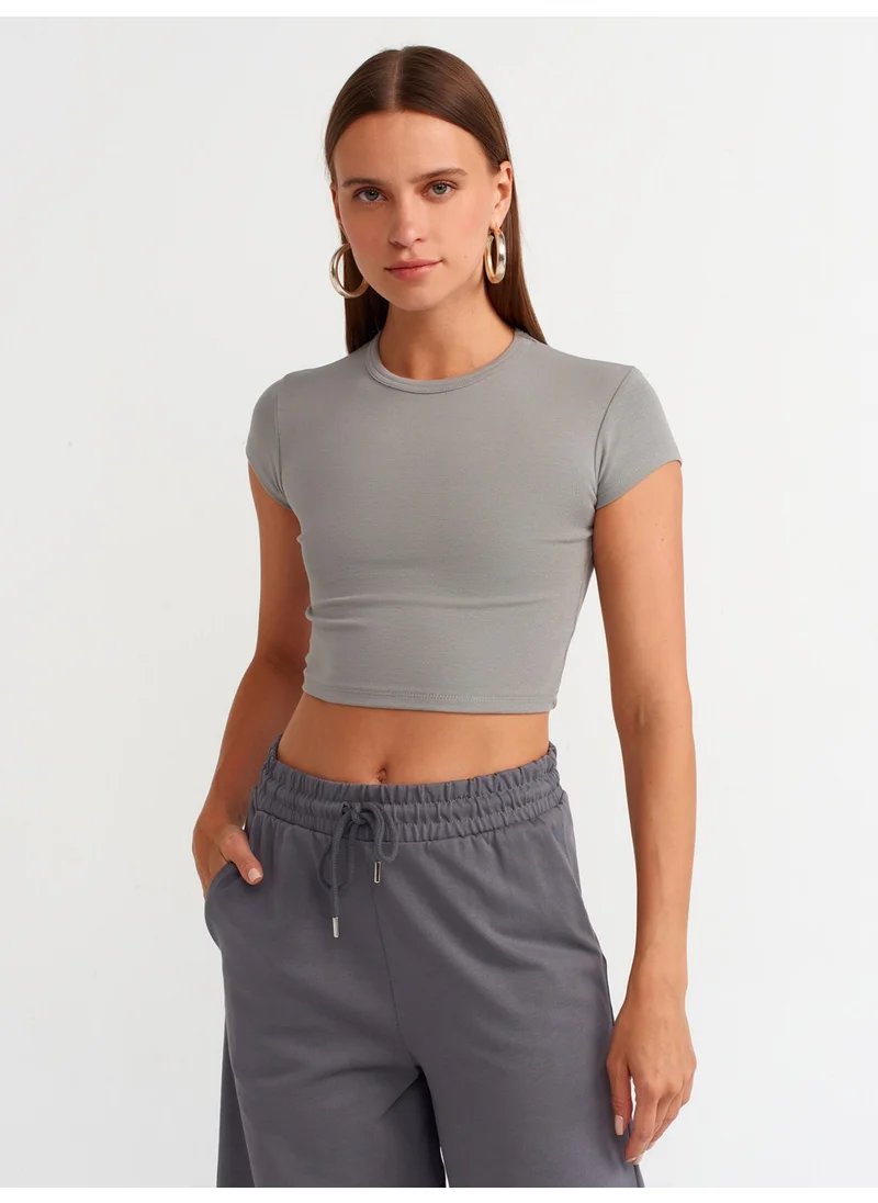 Dilvin 30936 Body-Smooth Crop Top-Grey