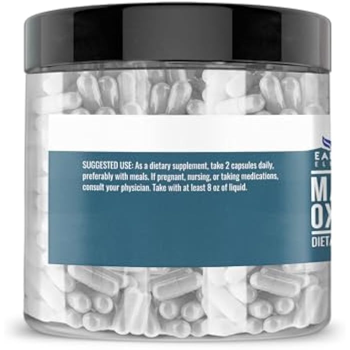 Earthborn Elements Magnesium Oxide, 200 Capsules, Pure & Undiluted, No Additives - Image 3