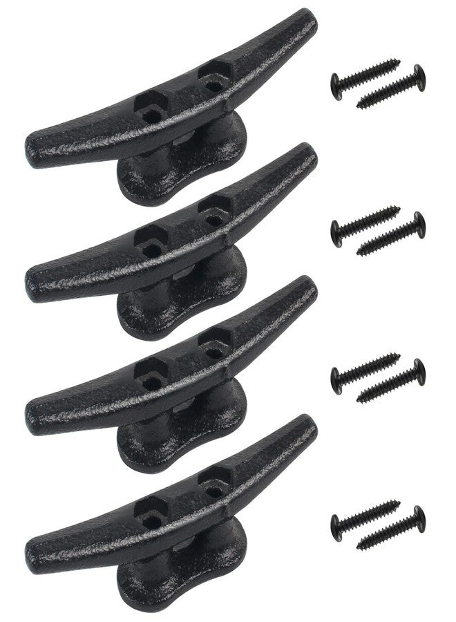 BALAVA Boat Cleats 4 inch,Boat Dock Cleats,Electrophoretic Coated Black Dock Cleats,Rope Cleats for Dock Tie Down or Nautical Decor,Dock Cleats with Hardware (4 Pack) - Image 1
