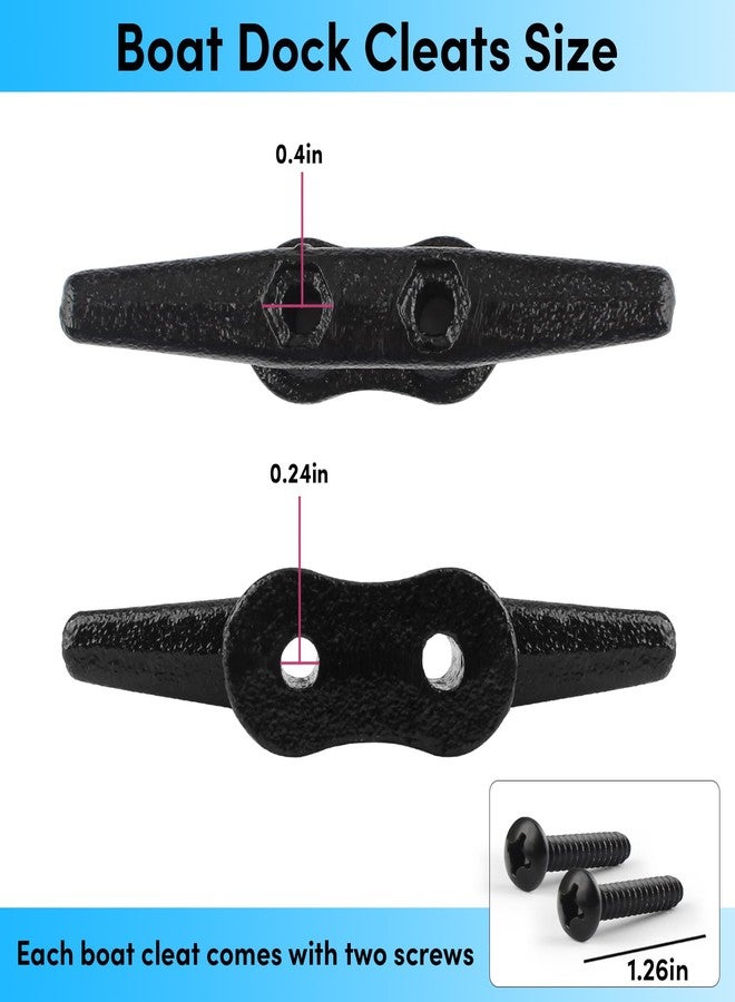 BALAVA Boat Cleats 4 inch,Boat Dock Cleats,Electrophoretic Coated Black Dock Cleats,Rope Cleats for Dock Tie Down or Nautical Decor,Dock Cleats with Hardware (4 Pack) - Image 4