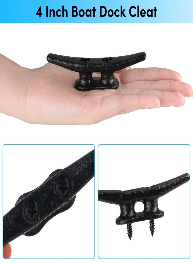 BALAVA Boat Cleats 4 inch,Boat Dock Cleats,Electrophoretic Coated Black Dock Cleats,Rope Cleats for Dock Tie Down or Nautical Decor,Dock Cleats with Hardware (4 Pack) - Image 5