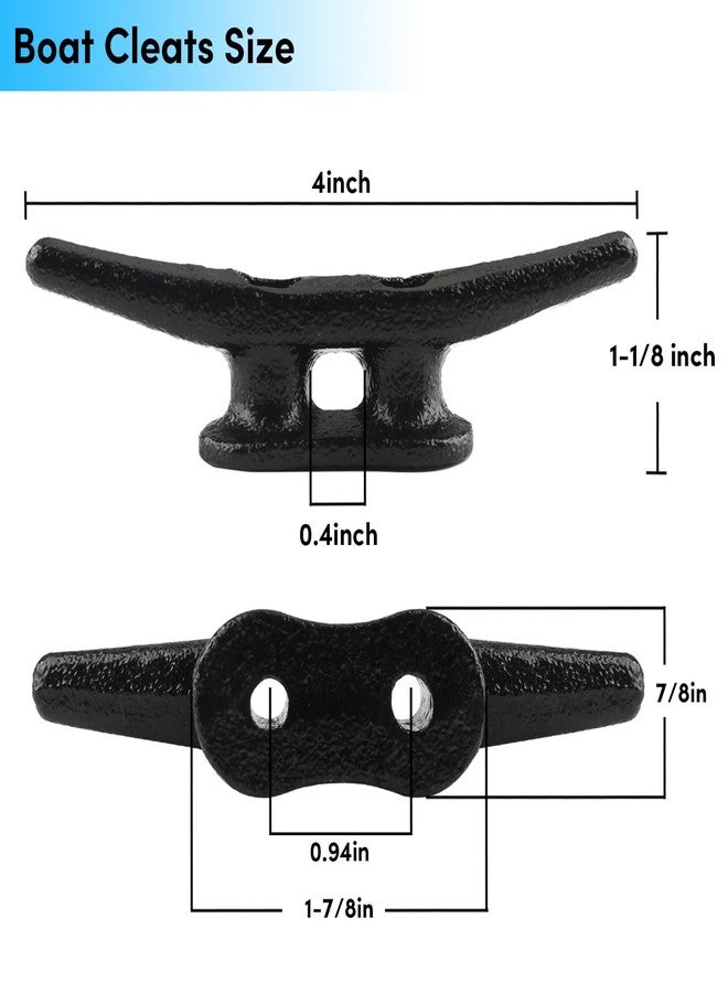 BALAVA Boat Cleats 4 inch,Boat Dock Cleats,Electrophoretic Coated Black Dock Cleats,Rope Cleats for Dock Tie Down or Nautical Decor,Dock Cleats with Hardware (4 Pack) - Image 3