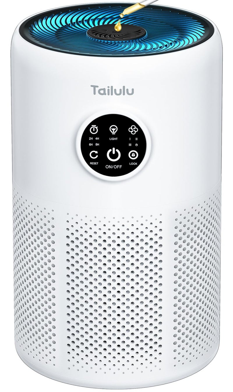 Tailulu Air Purifiers for Home Pets Large Room Up to 1360 FtÂ², Tailulu D10 HEPA Air Purifiers for Bedroom with 15dB Sleep Mode, Air Filter for Pet Dander Smoke Odor Dust Pollen with Timer Fragrance Sponge - Image 1
